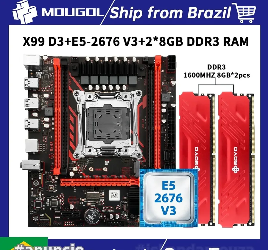 Kit X99 Mougol Xeon 2676 V3  2x8GB DDR3