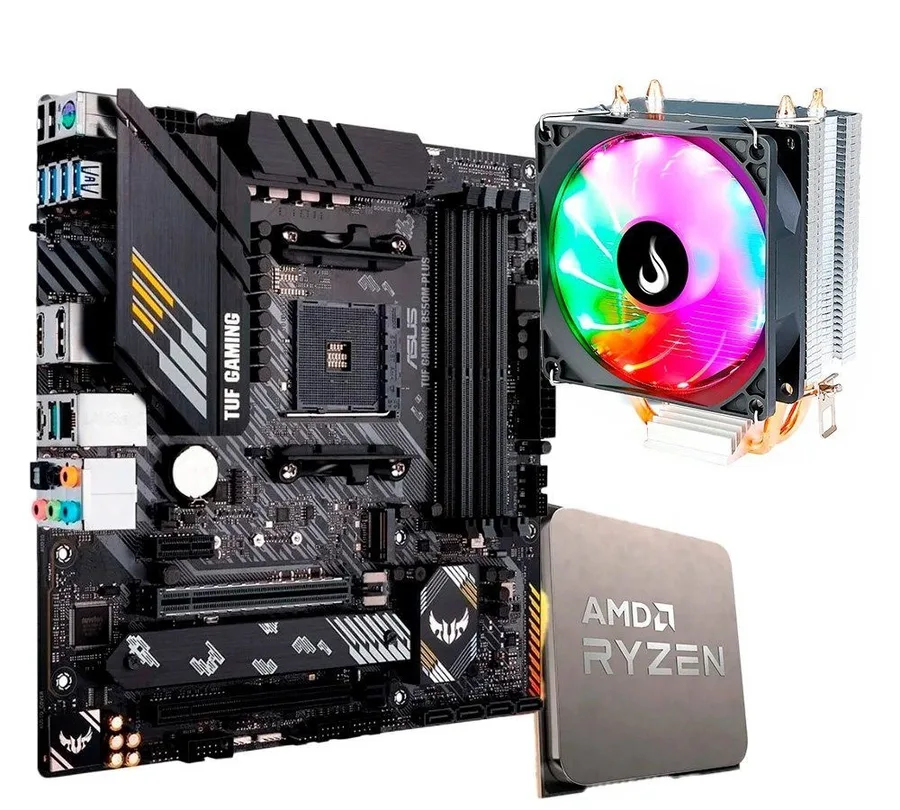 Kabum - Placa-Mãe ASUS TUF Gaming B550M-Plus, mATX, DDR4  Processador AMD Ryzen 7 5700X  Air Cooler Gamer Rise Mode Z5