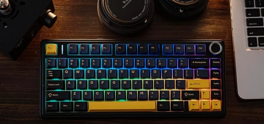 Teclado Sem Fio Mecânico AULA F75 RGB, Hot Swap, Keycaps PBT, Com Knob de Volume