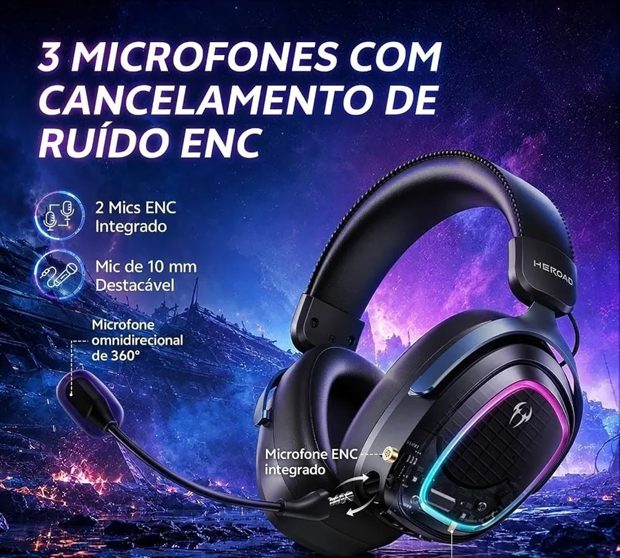 Headset Sem Fio Qcy Heroad Gt2 H5gma Powered By Thx Spatial Audio 7.1.4