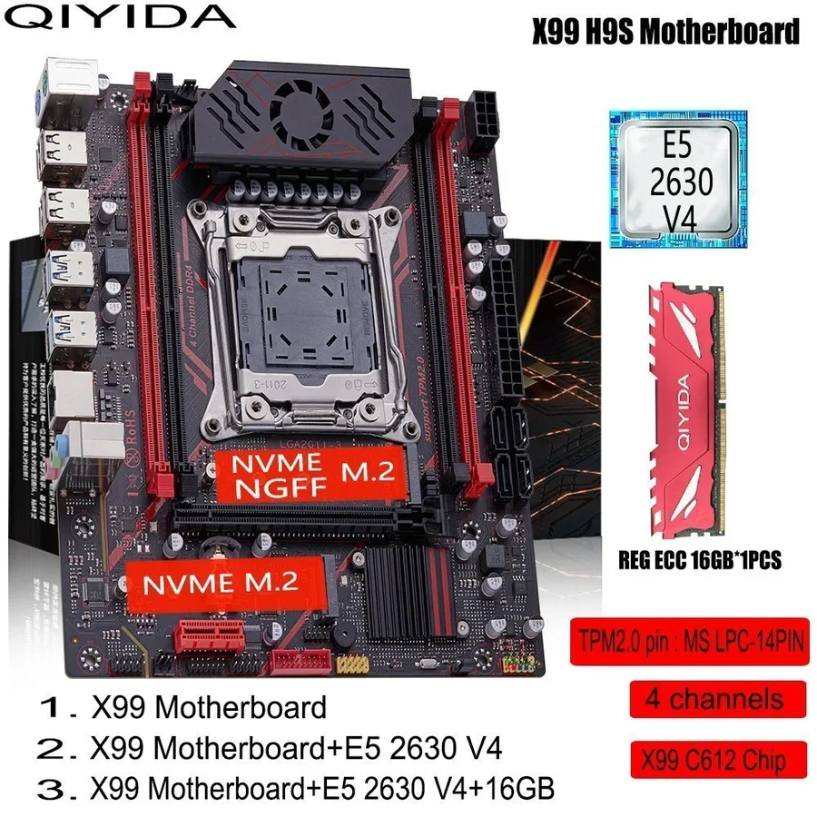 Placa Mãe Qiyida X99 H9s Quad Channel Chipset C612. Tem suporte ao Tpm 2.0 da Msi