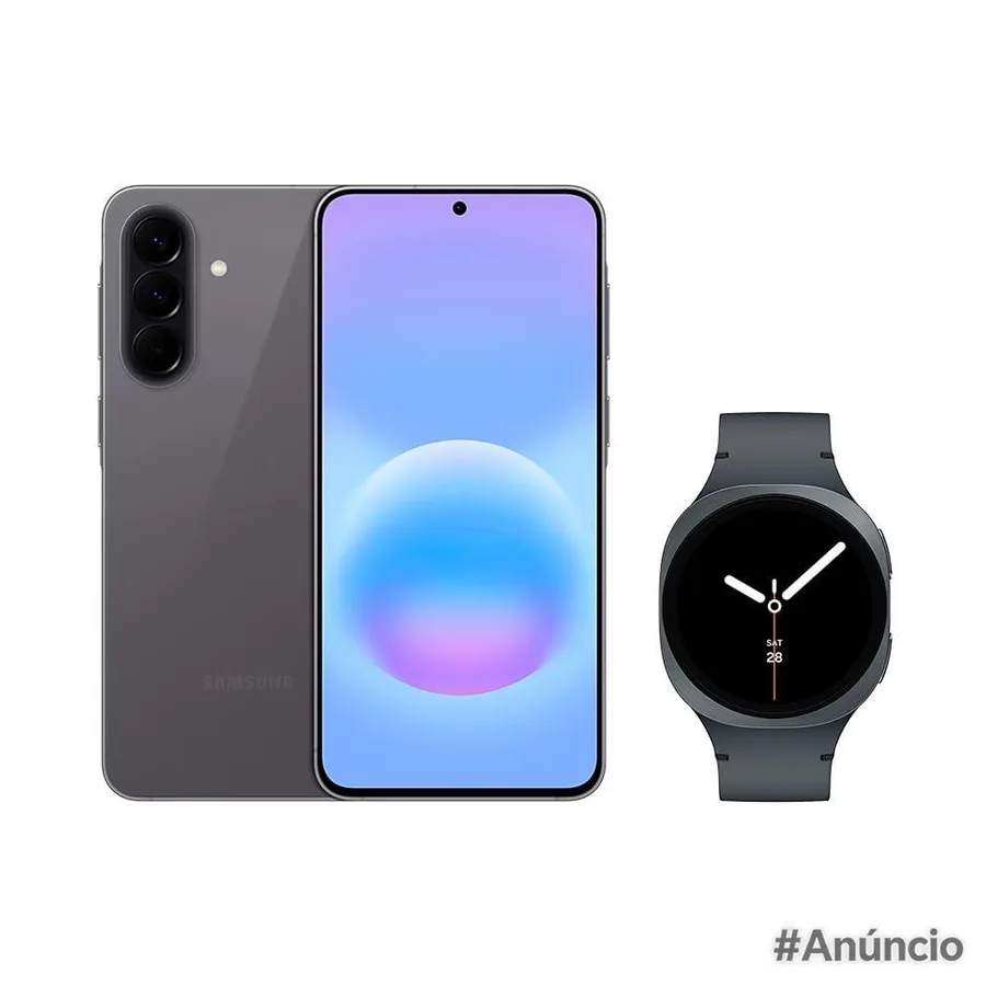 Galaxy A57 5G 256GB - Cinza  Galaxy Watch8 BT 40mm - Grafite