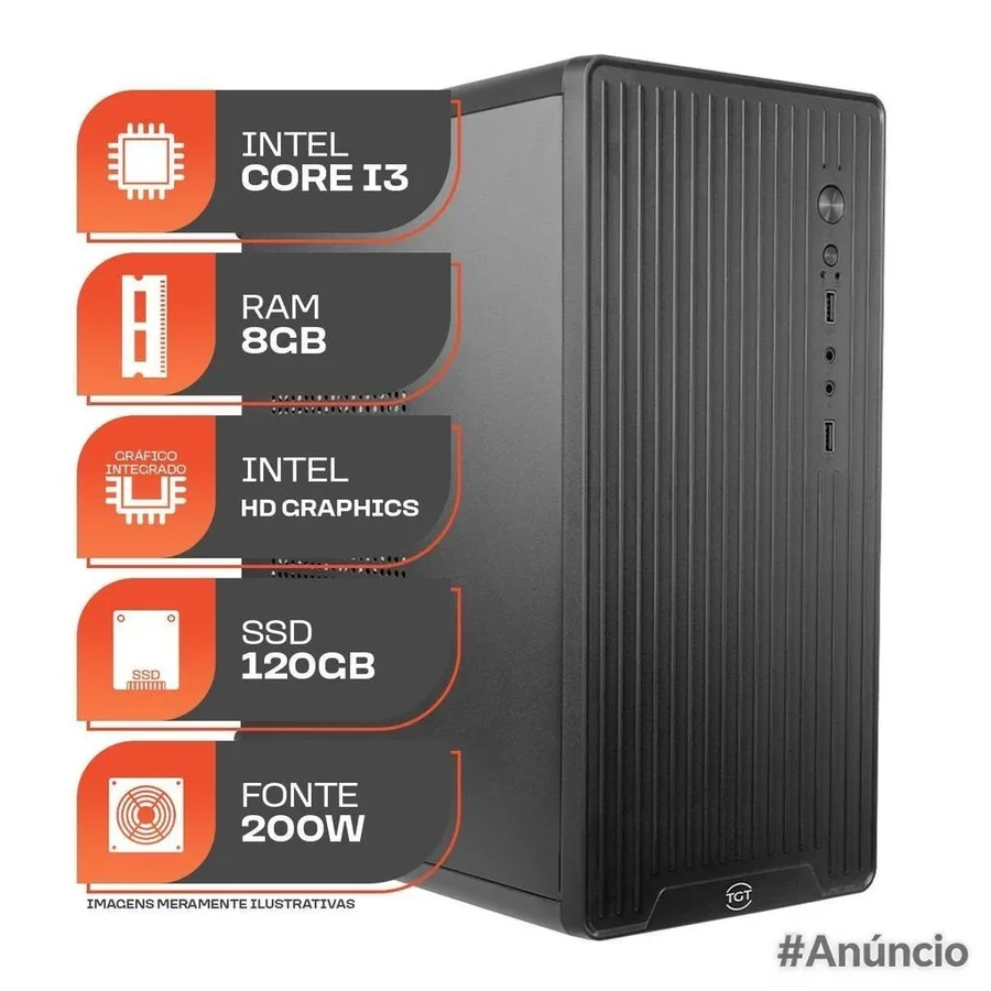 PC Home Essential S, Intel Core i3, 8GB DE RAM, SSD 120GB