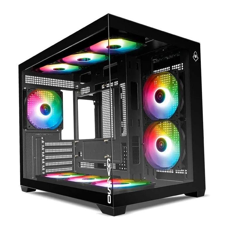 Gabinete Gamer Mancer CV450, Mini-Tower, Lateral de Vidro, Com 9 Fans, Preto, MCR-CV4509F-BK