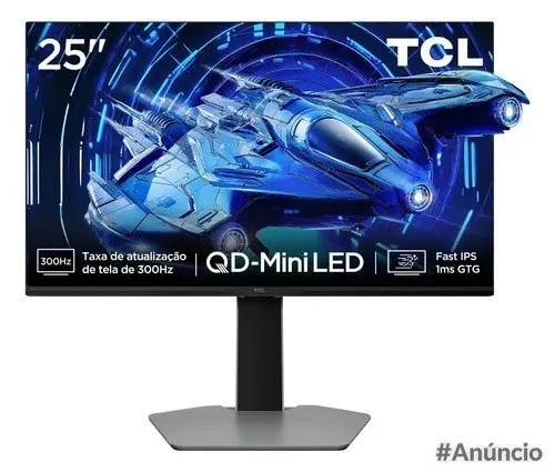 Monitor Gamer TCL 25 Polegadas QLED Mini LED Full HD G64 300Hz 1ms GtG Freesync HDR 600 nits 25G64
