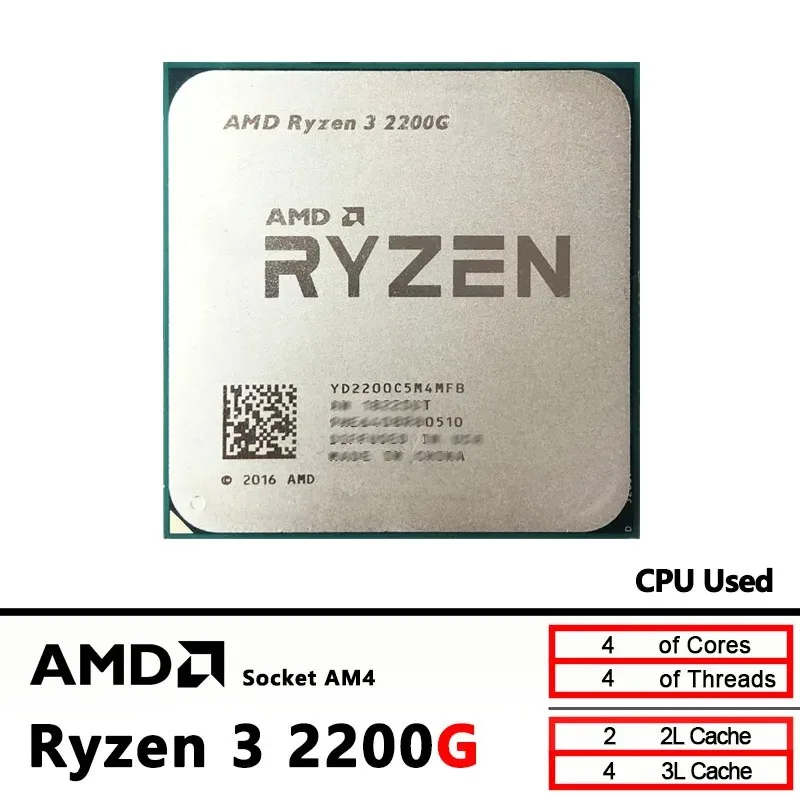 Processador Ryzen 3 2200G CPU R3 DDR4 AM4