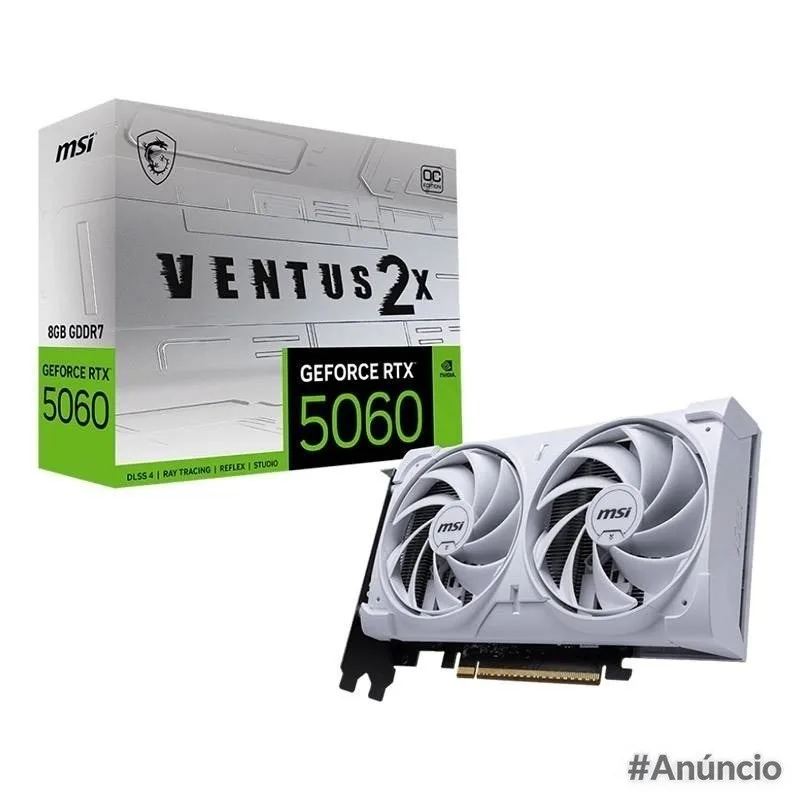 Placa de Vídeo MSI GeForce RTX 5060 Ventus 2X OC White, 8GB GDDR7, 912-V537-018