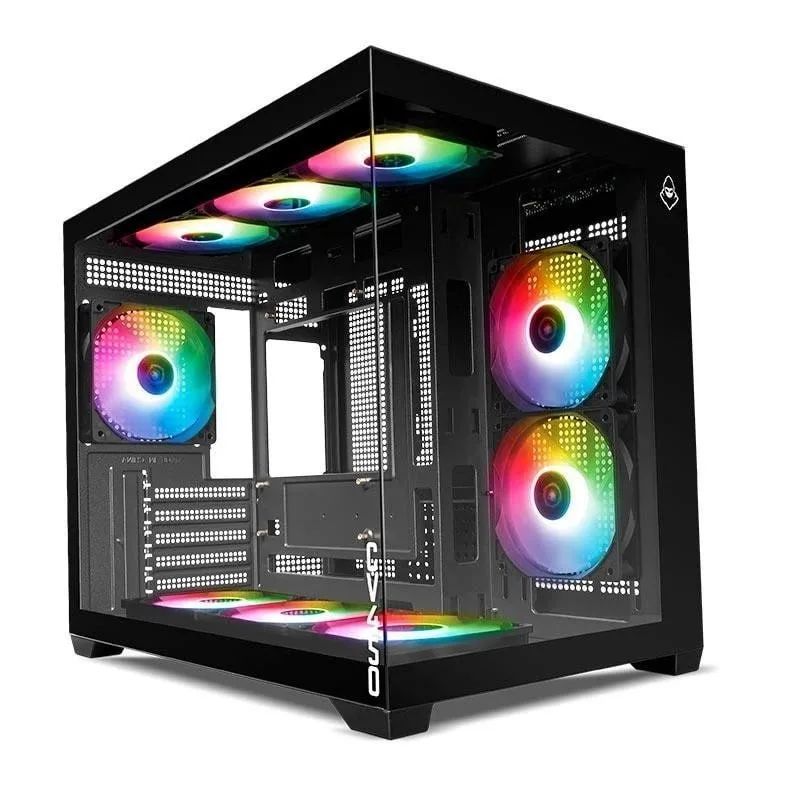 Gabinete Gamer Mancer CV450, Mini-Tower, Lateral de Vidro, Com 9 Fans, Preto, MCR-CV4509F-BK