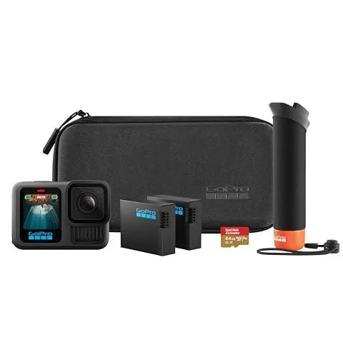 Câmera de Ação GoPro HERO13 Black, 5.3K60, 27MP, HyperSmooth 6.0, GPS, Wi-Fi 6, à Prova dágua 10m com Kit de Acessórios