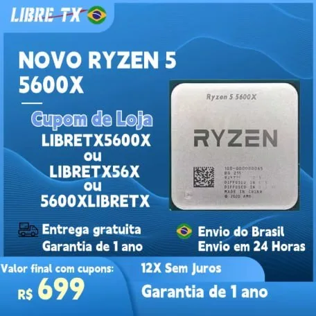 CPU Ryzen 5 5600x DDR4 AM4 Processador AMD R5 Novo