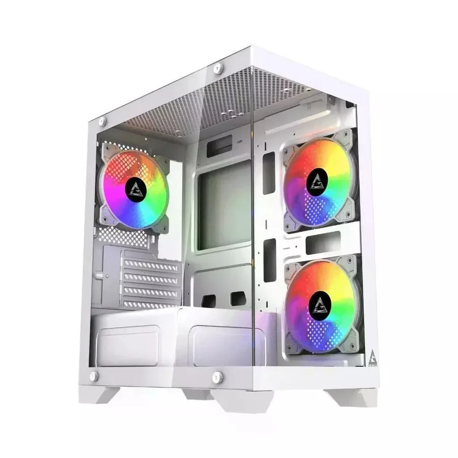 Gabinete Gamer G-Storm Raider, Mid Tower, Branco, Sem Fonte, Com 3 Fans , GS-RAI-WH-3F