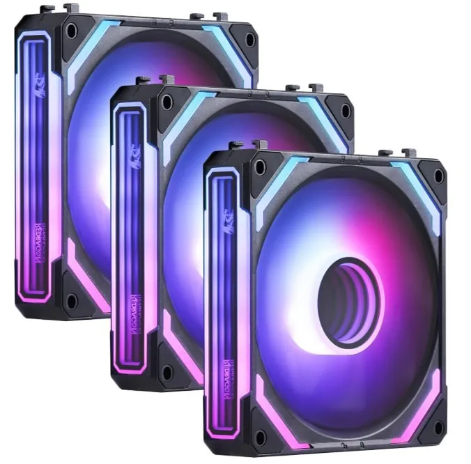 Kit com 3 Fans Redragon ARGB Infinity Mirror Pretas Interligáveis 120 mm