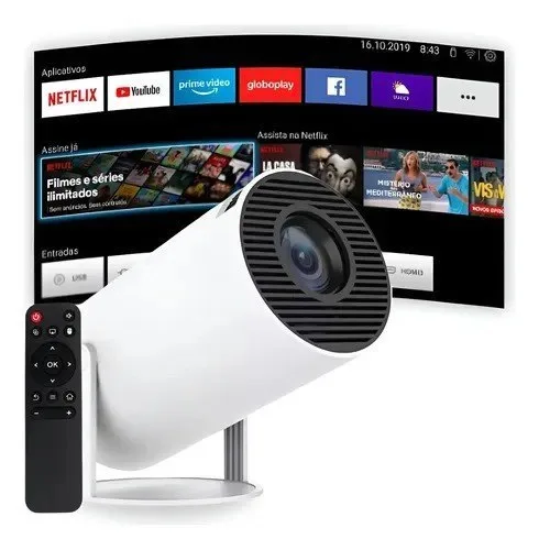 Projetor Portátil 4k Hd Android 11.0 Smart Wifi 5g Bluetooth Branco 127220v