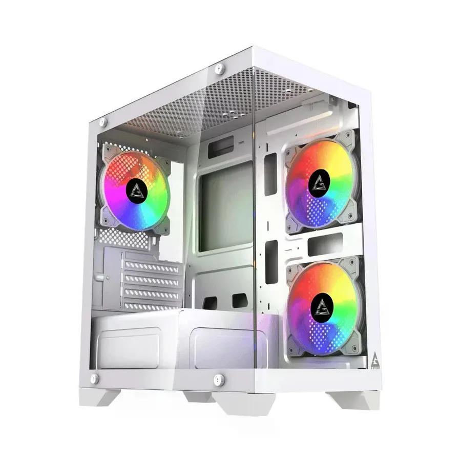 Gabinete Gamer G-Storm Raider, Mid Tower, Branco, Sem Fonte, Com 3 Fans , GS-RAI-WH-3F