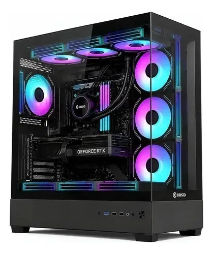 Gabinete Gamer Obsid Frame Preto Vidro Mid Tower S Fan Preto
