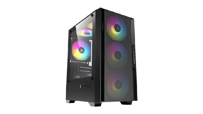 Gabinete Gamer Acegeek Stratus Mesh, Mid-Tower, Lateral de Vidro, Preto, AG-STRATUS-MESH-BK