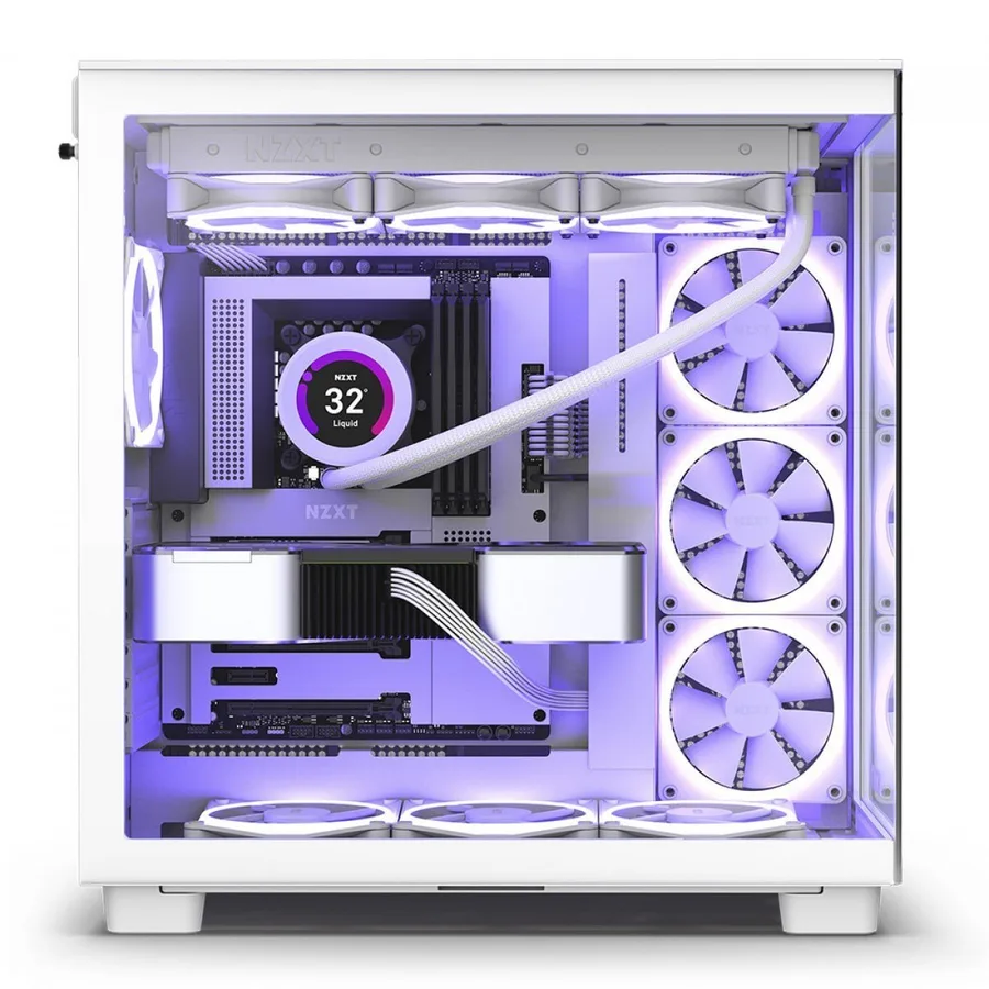 Gabinete Nzxt H9 Flow Branco Com 4 Fans