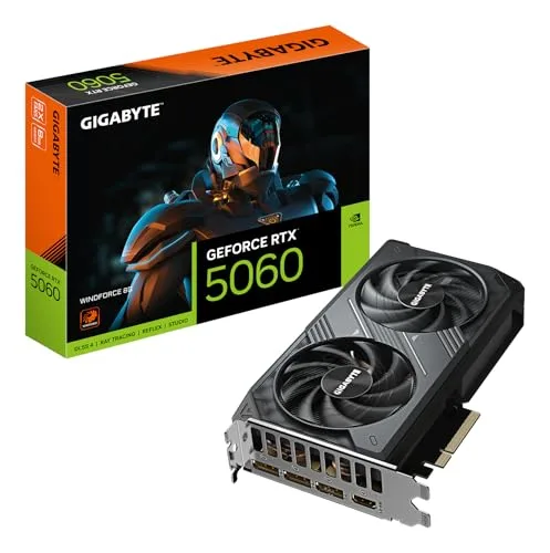 Placa de Vídeo Gigabyte RTX 5060 8GB GDDR7 128 BITS WINDFORCE GIGABYTE GV-N5060WF2-8GD