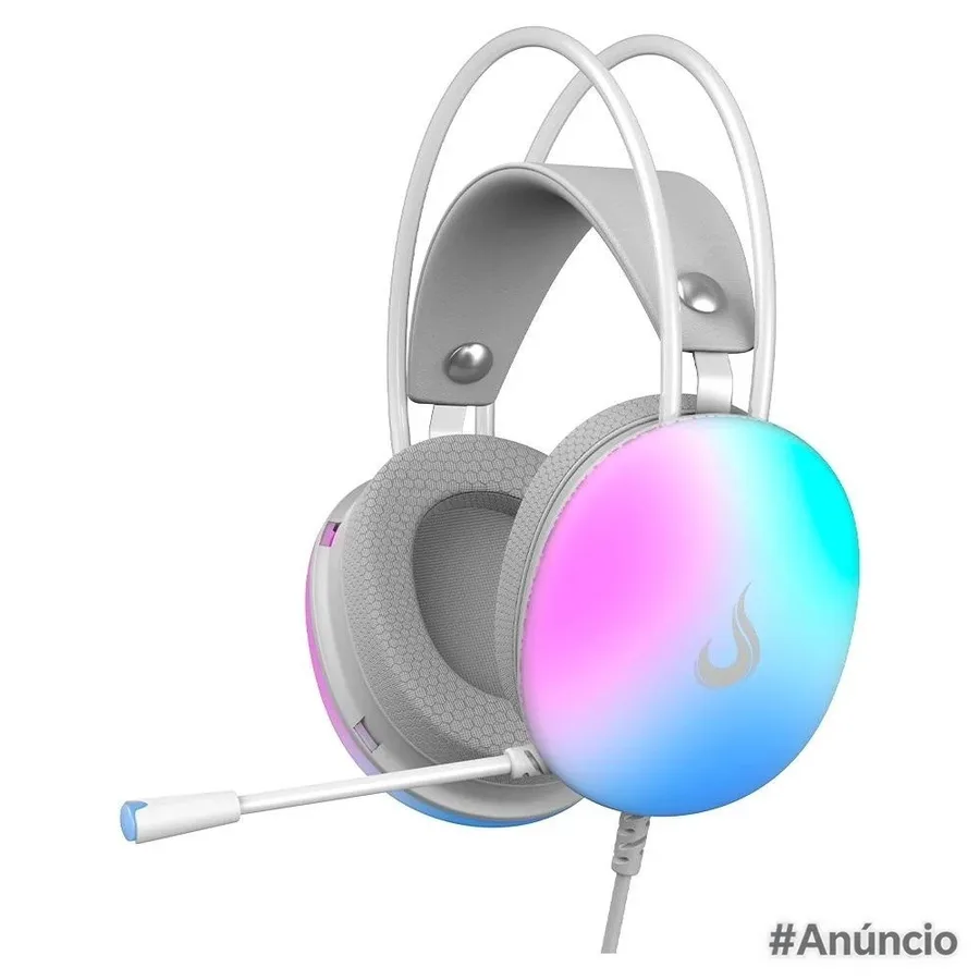 Headset Gamer Rise Mode Moom Rainbow Driver 50Mm Usb E P2 Branco Rm Hs M W