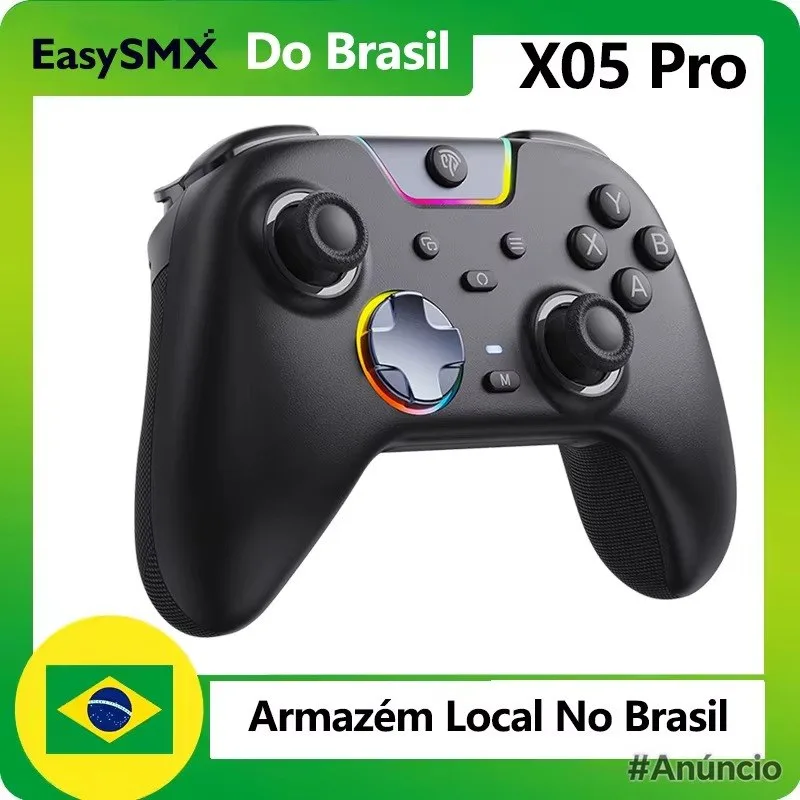 Controle Sem Fio EasySMX X05 Pro com Botões Silenciosos, Efeito Hall, Bateria de 1000mAh, 3 Modos para SwitchPCCelular