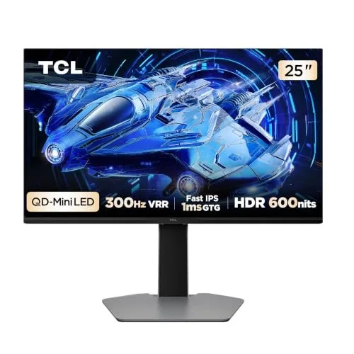 Monitor Gamer TCL 25 Polegadas QLED Mini LED Full HD G64 300Hz 1ms GtG Freesync HDR 600 nits 25G64