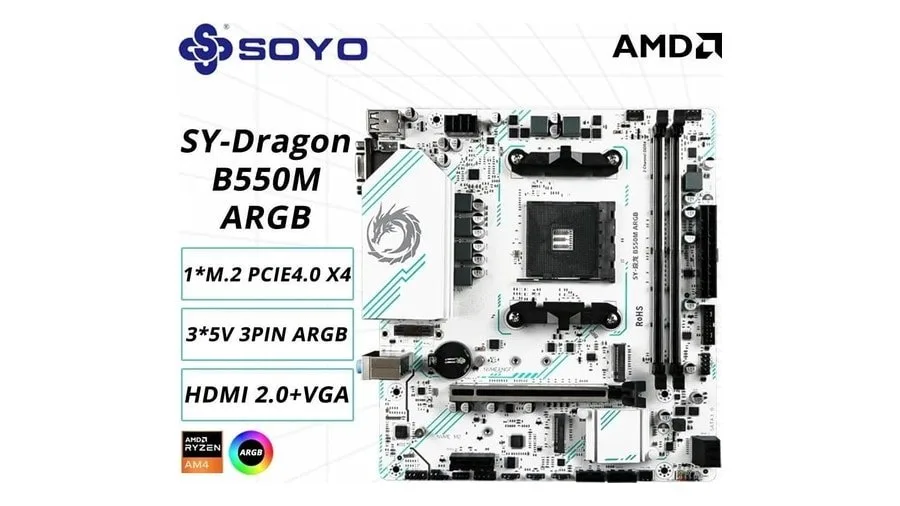 Placa Mãe B550m Soyo Eternal Dragon Argb Pci 4.0