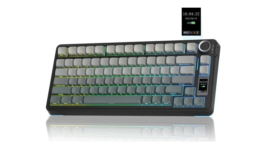 Teclado Mecanico Sem Fio Aula S75Pro 75 com iluminação Rgb, tela Tft