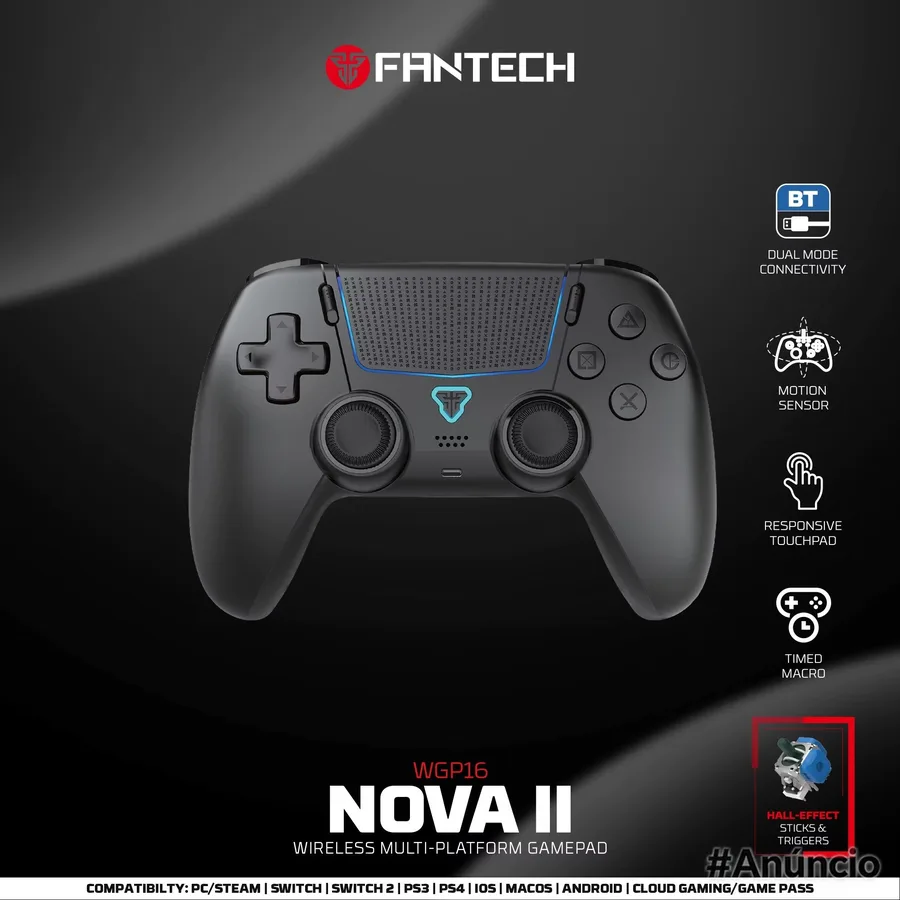 FANTECH NOVA II WGP16 Gamepad sem fio Sensor giroscópio Hall Joystick e gatilho de efeito para PS4 NS2 Controlador com fio Gamer 44