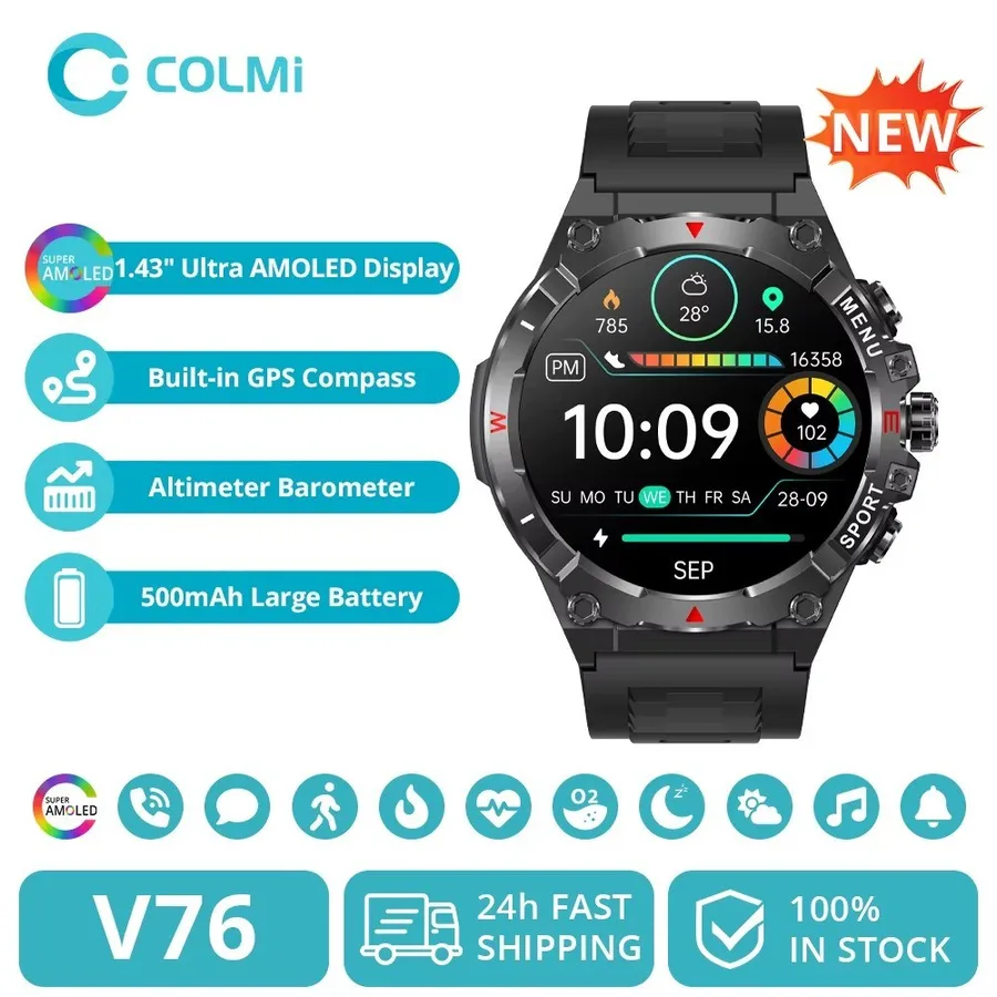 Relogio Inteligente Colmi V76, com Gps, 1,43 Ultra Amoled Bússola Altímetro Chamada Bt Bateria 500mAh