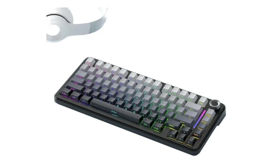 Teclado Mecânico F75 Sem Fio 75 Rgb Sea Reef Black