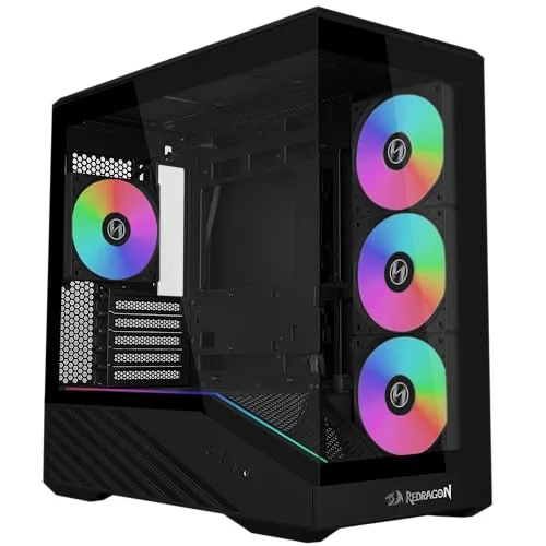 Gabinete Gamer Lian Li Vector V100 Mini Redragon Spec Preto Micro-ATX Com 4 Fans Janela Lateral Vidro Temperado Compatível com Placas Mãe de Conectores Traseiros Fita LED ARGB