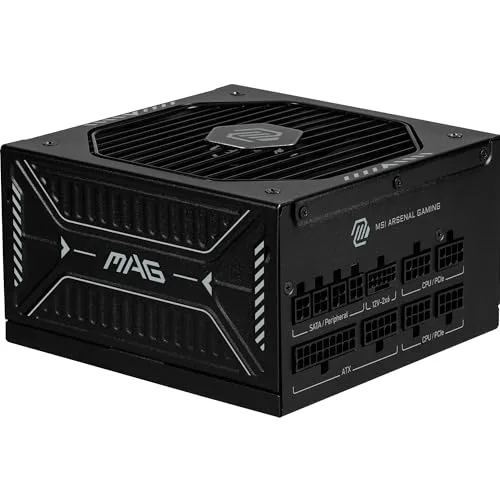 MSI MAG A1000GLS PCIE5 Adaptador de alimentação 1000 W, ouro 80 Plus, ATX 3.1, suporte GPU PCIe 5.1, suporte a GPU nativo 12V-2x6, conector bicolor 12V-2x6, ATX PSU, cabo modular