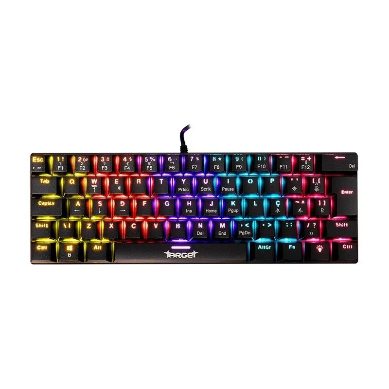 Teclado Mecanico TGT Sherman V3 C1, Rainbow, ABNT2, Switch Marrom, Preto, TGT-SHRC-BR01