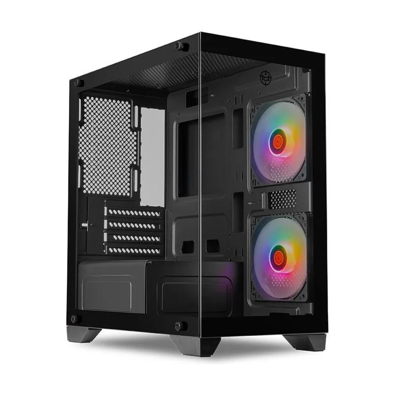 Gabinete Gamer TGT Gladiator, Rainbow, Mid-Tower, Lateral de Vidro, Com 2 Fans, Preto, TGT-GLD-BK