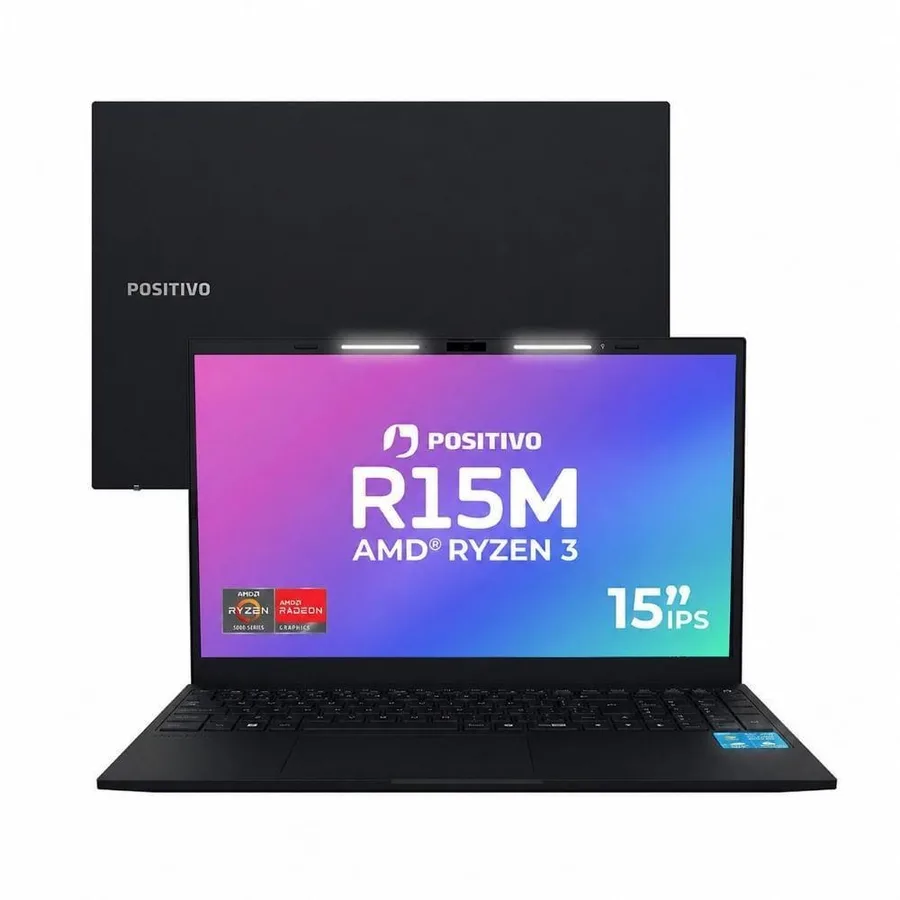 Notebook Positivo Vision R15M AMD Ryzen 3-7330U Linux 8GB RAM 512GB SSD Wi-Fi 6 Tela 15 Full HD IPS - Minitela - Preto