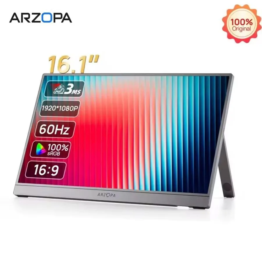 Monitor Portátil Arzopa Z1c 16,1 Ips Full Hd 1080p, 60Hz, 100 sRGB, 300cdm2, Usb-CMini Hdmi, Hdr10