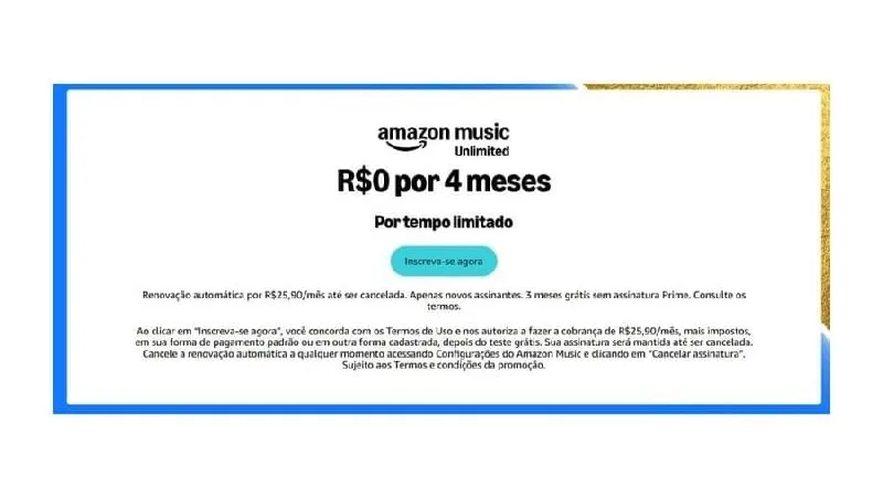 4 Meses Grátis do Amazon Music Unlimited