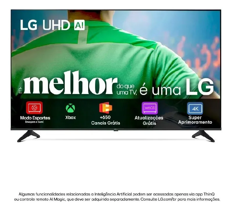 Smart TV LG UHD AI UA75 43 polegadas HDR10 Pro Processador α7 AI Ger8 webOS 25