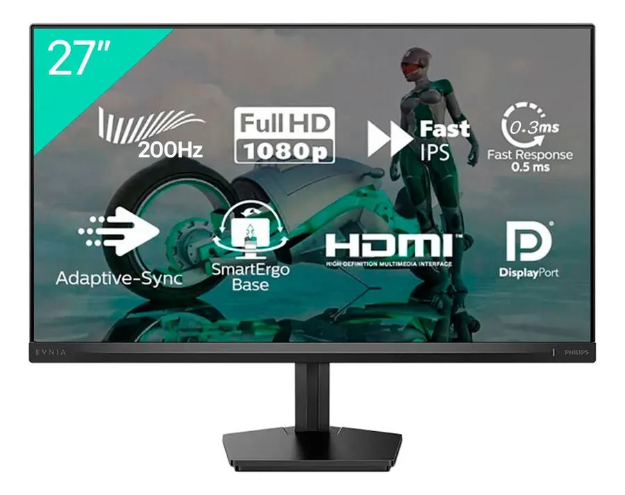 Monitor Gamer Philips Evnia 27 200hz 0,3ms Ips Full Hd Preto