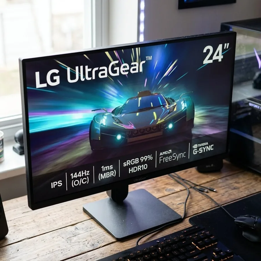 Monitor LG UltraGear 24G411A-B 24,FHD, 144Hz, 1ms MBR, NVIDIA G-SYNC, AMD FreeSync, HDR10