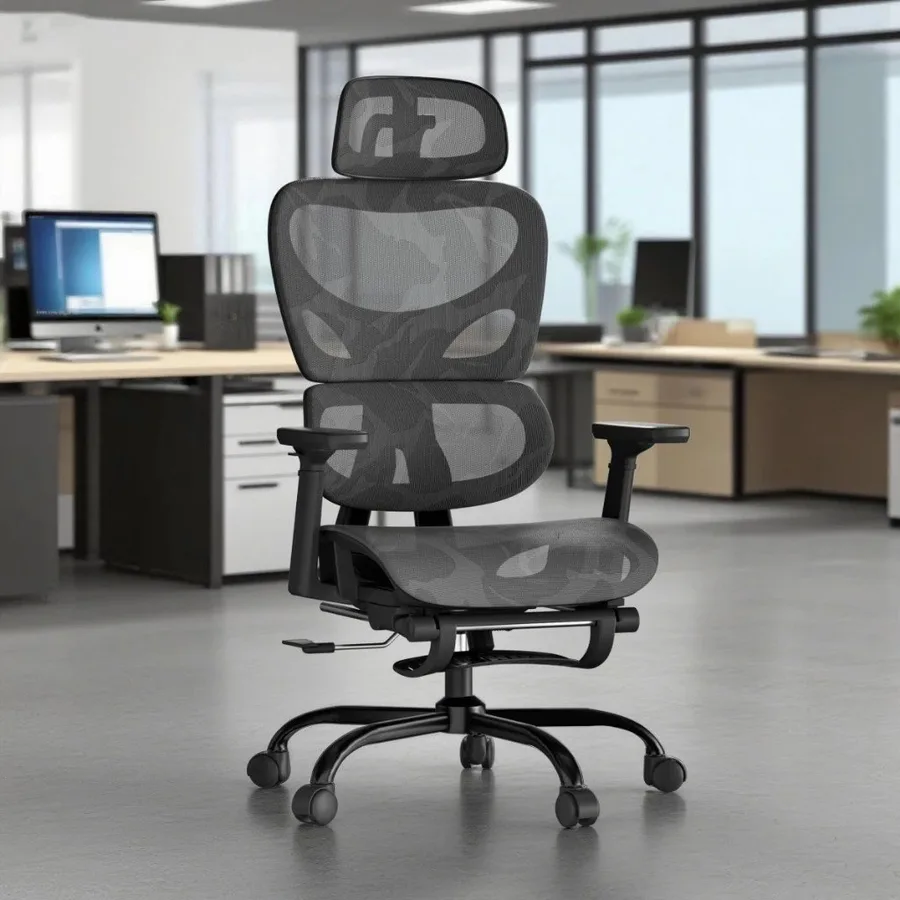 YESOP Cadeira De Escritório Ergonômica Com Apoio Lombar E De Pernas Assento Zero Gravity Cor Preto