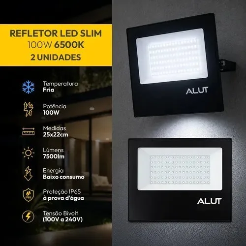 Kit 2 Refletor Led 100w 6500k Branco Frio A Prova Dágua Alut Cod Alut000701-2 Alut By Avant