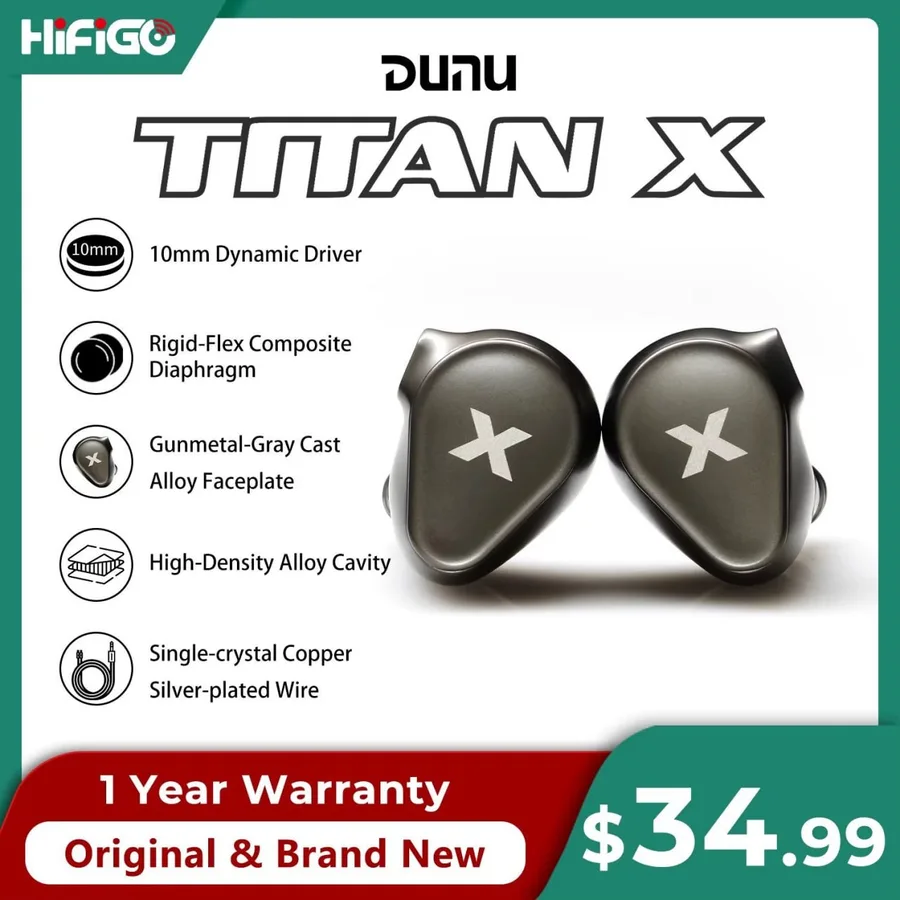Fone iem Dunu Titan X, em metal