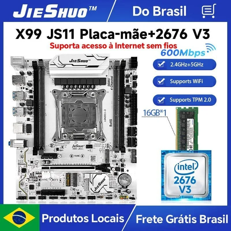 Kit X99 Jieshuo JS11 White Argb  Xeon 2676 V3 1x16GB DDR3