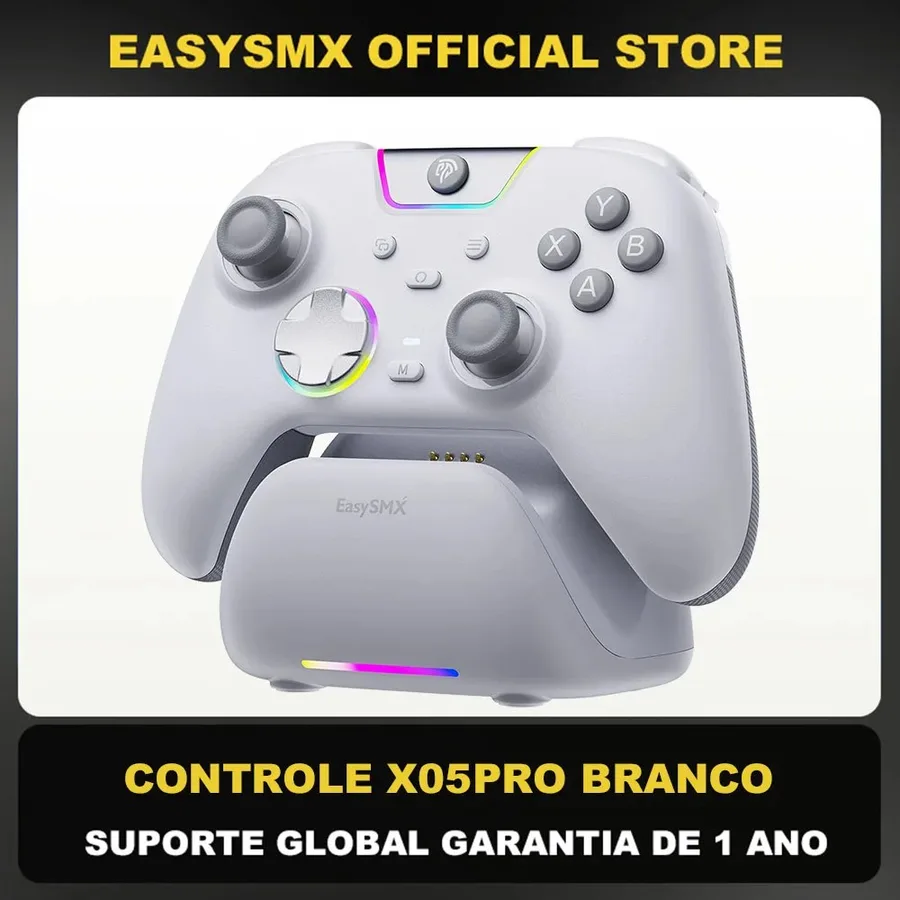 Controle Sem Fio EasySMX X05Pro com Base de Carregamento, Botões Silenciosos, Bateria de 1000mAh, 3 Modos para SwitchPC