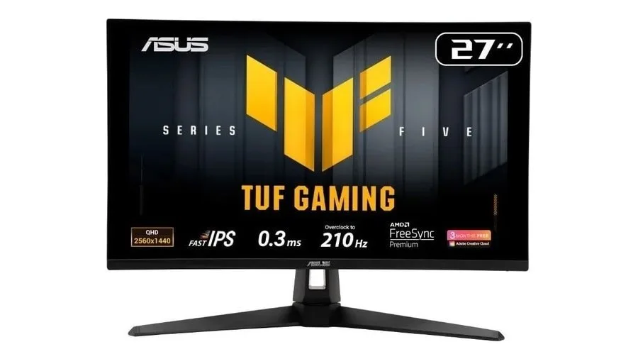 Monitor Gamer ASUS TUF 27, QHD, 210Hz, 0.3ms, Fast IPS, G-Sync Comp, FreeSync Premium, HDR10, Som Integrado - VG27AQ5A