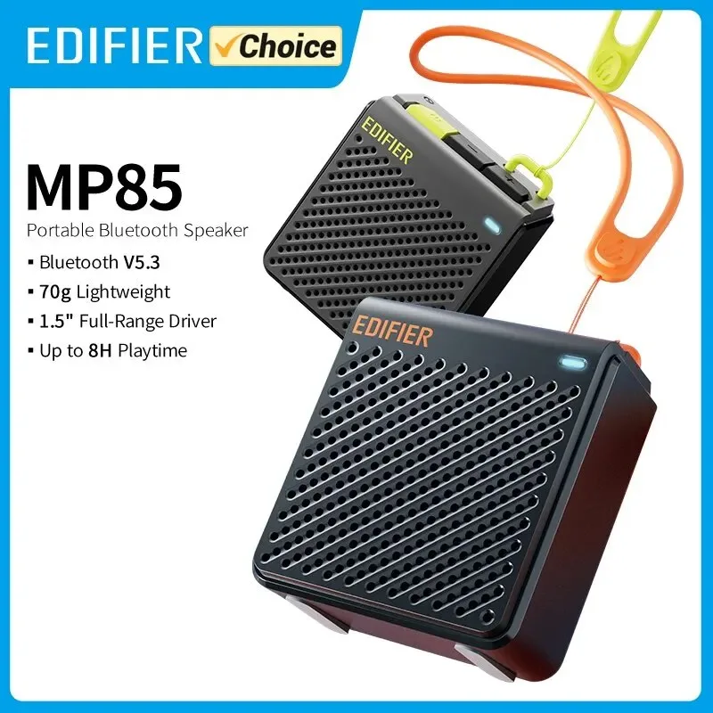 Edifier mp85 alto-falantes portáteis bluetooth acampamento andando alto-falante estéreo sem fio 70g leve 8h reprodução à prova dwaterproof água