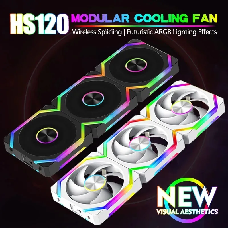 Jumpeak hs120 halo argb ventilador de refrigeração 360mm 240mm modular empilhável emenda 120mm rgb ventiladores kit para