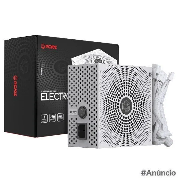 Fonte Gamer PCYES Electro V2 750w White Ghost 80 Plus Bronze