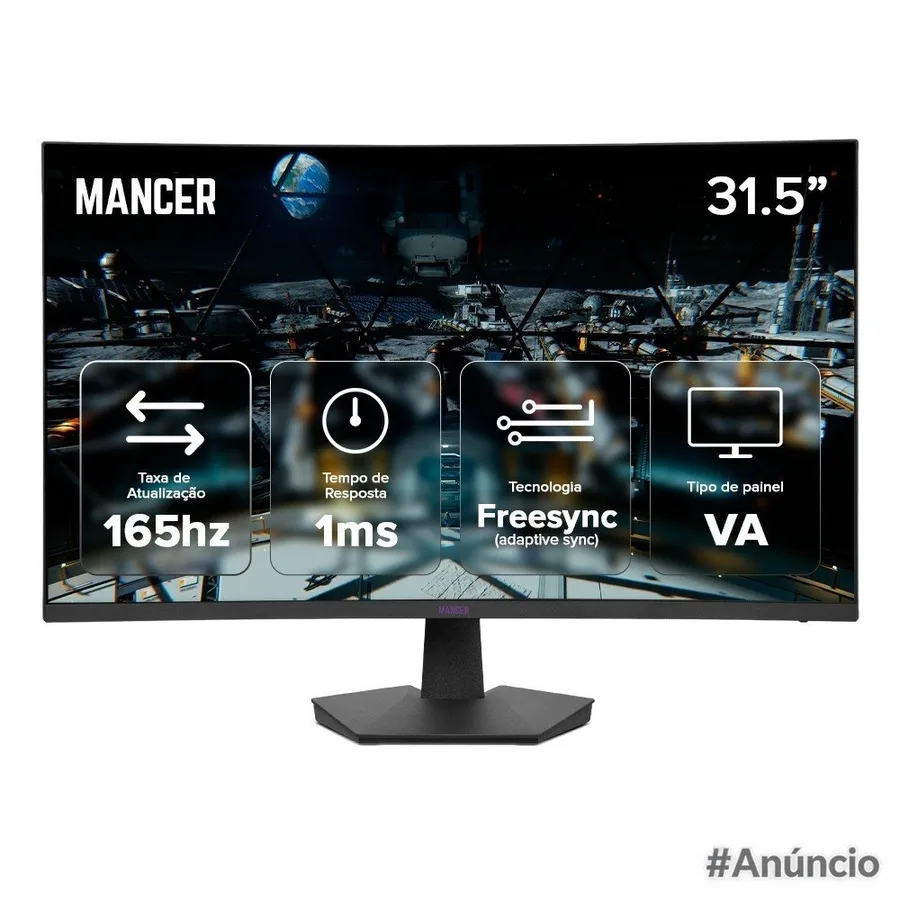 Monitor Gamer Mancer Valak UZ3, 31.5 Pol, VA, Curvo, FHD, 1ms, 165Hz, HDMIDP, MCR-VLKUZ3-BL01